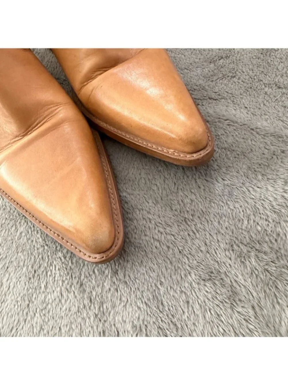 Vintage 90s Y2K Bongo Tan Leather Pointed Toe Boots Booties 10 Western